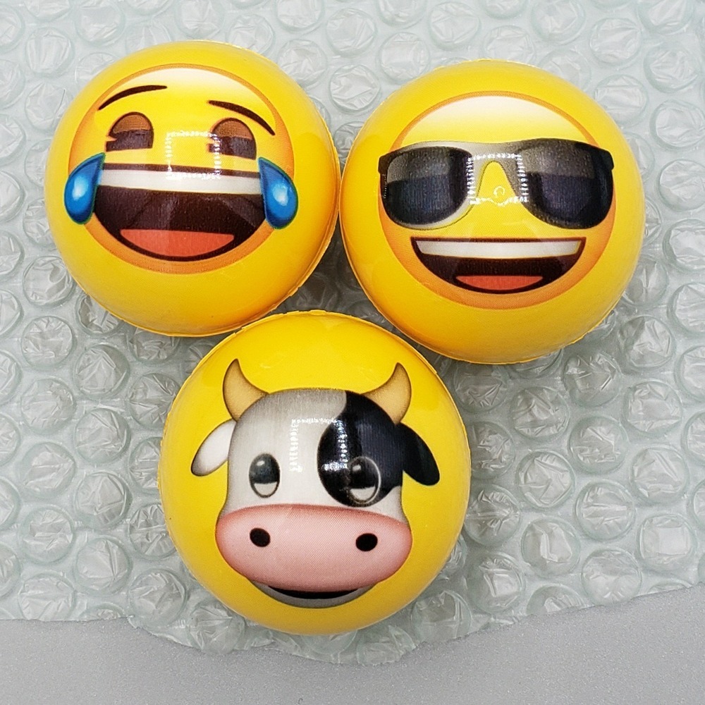 Dave‎ And Buster Emoji Balls Lot of 3 Cow, Sunglasses, Laughing